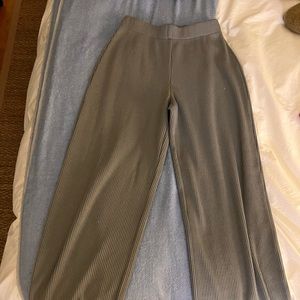 Wide leg ribbed elastic pants